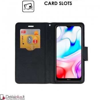 Atverčiamas dėklas su skyreliais - auksinės spalvos (Redmi 8) Atverčiamas dėklas su skyreliais - auksinės spalvos (Redmi 8)